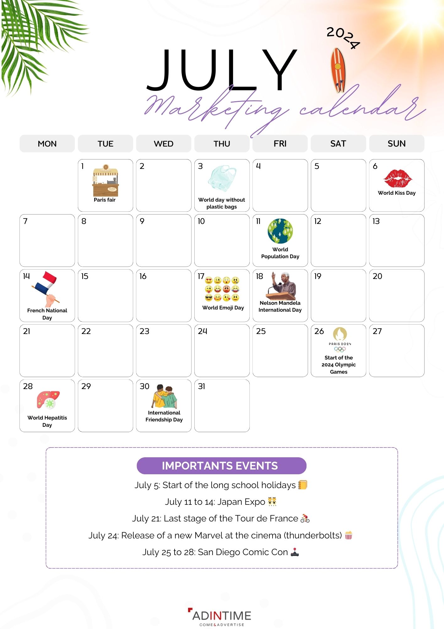 July Calendar marketing 2024